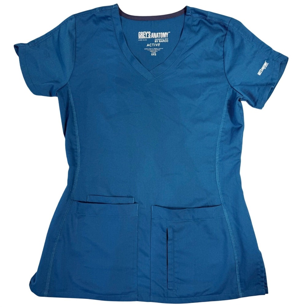 Greys Anatomy Philadelphia Eagles Scrub Top XXS Teal Active Barco V-Neck Medical